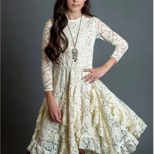 Joyfolie Mia Joy Tween Sandy Lace Dress in Turtledove Girl's Sz 14 Cottagecore